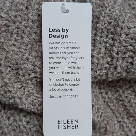 NWT Eileen Fisher Wheat Knit Funnel Neck Long Sleeve Organic Cotton Sweater Sz S - Picture 7 of 9